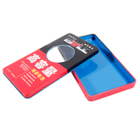 Boîte métallique rectangulaire imprimée rouge et noire avec fenêtre, idéale pour batteries de téléphone, accessoires technologiques et bonbons – Offre Spéciale