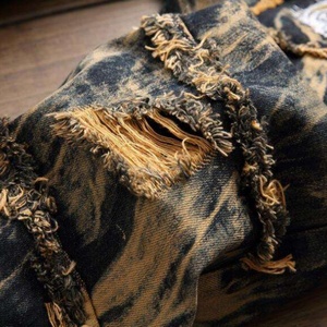 Jeans de mode urbaine pour hommes 2025, jeans déchirés rétro, design personnel |   Pantalon punk, jean moulant hip-hop - Product Image 3