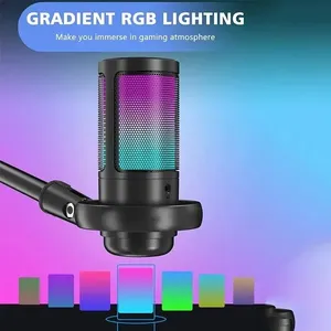 Micrófono de Condensador con Cable, Micrófono USB para PC, Transmisión en Vivo, Videojuegos, YouTube, Canto, Grabación, <span class=keywords><strong>PS4</strong></span>, RGB - Product Image 3