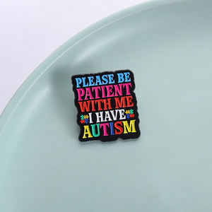 请耐心等待我珐琅别针彩虹自闭症意识拼图心理健康胸针翻领徽章珠宝礼物送给朋友 - Product Image 1