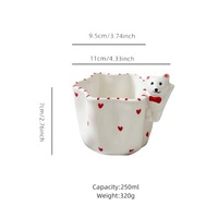 Mug en céramique artisanal peint à la main, style industriel Instagrammable, motif ours adorable et étoile, avec plis irréguliers, pour café et gâteaux