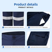 Pantalones de Trabajo de Seguridad con Relieve, Tiras Reflectantes, Alta Visibilidad, Transpirables, Cómodos, Color Azul Marino, para Construcción