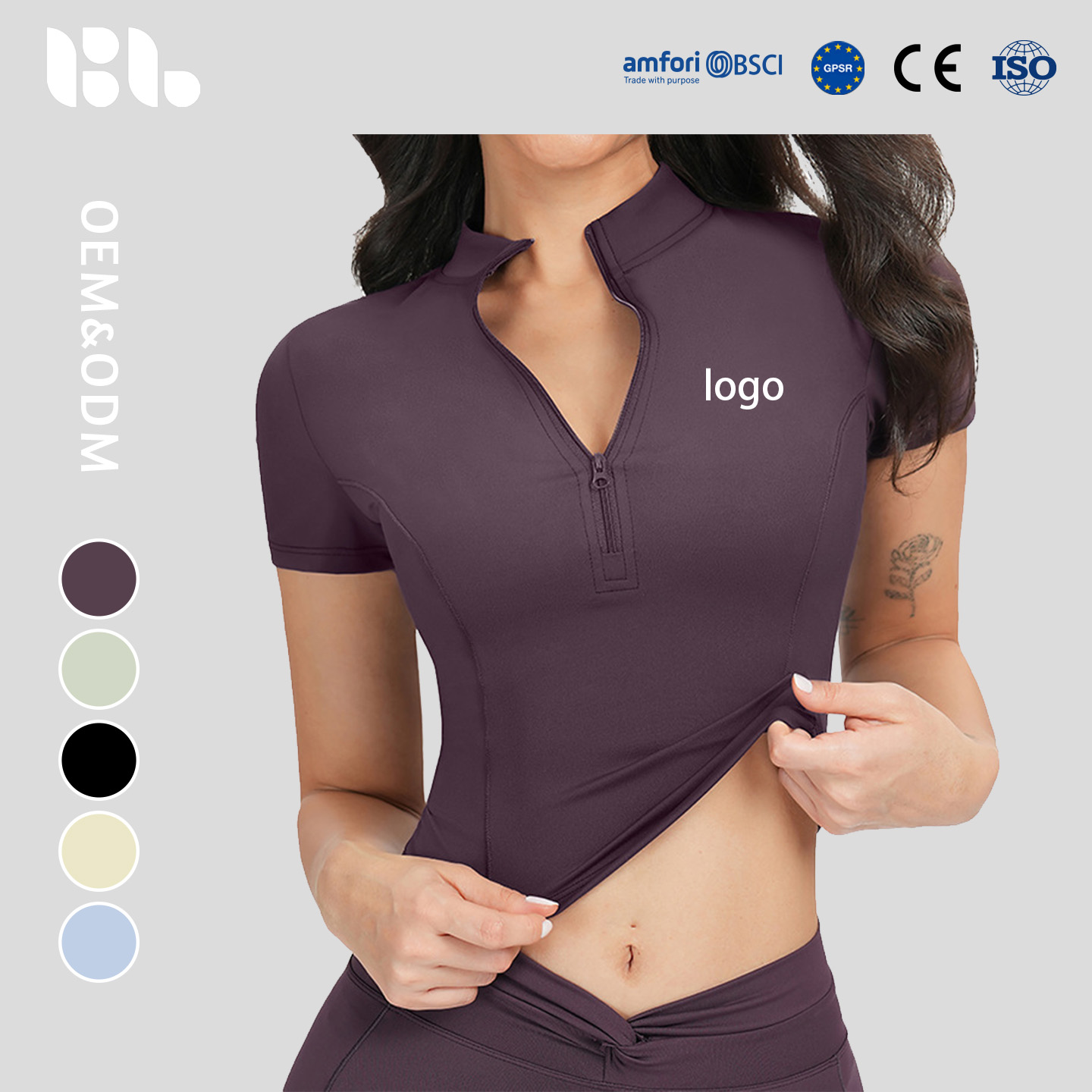 Women's Seamless Spandex Yoga Top with Zip Neck, Breathable & Lightweight Summer Sports Wear for Fitness, Running & Workout