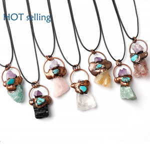 สร้อยคออเมทิสต์ธรรมชาติแท้หินสีขาวสีเหลืองสีชมพูคริสตัลจี้เครื่องประดับ DIY