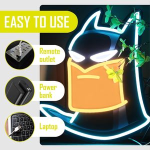 OIZEGO Bat Neon Light Décoration murale LED en acrylique pour chambre à coucher, bar, pub, restaurant - Product Image 3
