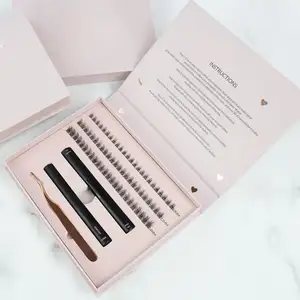 reusable 2-3 times natural C D L curl segment lash cluster kit lasting 2 week diy lash extension kit 2 in 1 lash bond and seal