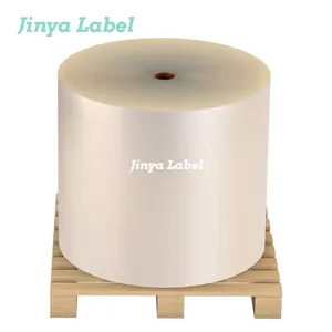 Jinya label 50u Clear BOPP label sticker adhesive jumbo rolls recommended for HDPE and PET bottles without extrusion