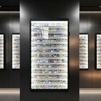 Vitrine de présentation verrouillable pour cartes de sport avec cadre métallique, éclairage LED, en acrylique, pour cartes de baseball gradées et cartes à collectionner