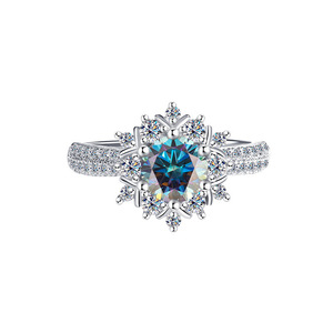 Lusso Moissanite matrimonio anelli di fidanzamento VVS 1Ct colore verde <span class=keywords><strong>grigio</strong></span> diamante rotondo S925 <span class=keywords><strong>argento</strong></span> Sterling per le donne matrimonio - Product Image 3