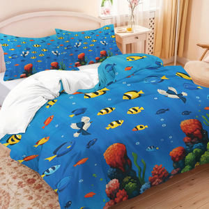 Ensemble <span class=keywords><strong>de</strong></span> literie pour enfants sur le thème <span class=keywords><strong>de</strong></span> l'océan 3 pièces-<span class=keywords><strong>Housse</strong></span> <span class=keywords><strong>de</strong></span> <span class=keywords><strong>couette</strong></span> personnalisable Tortue et <span class=keywords><strong>poisson</strong></span> avec taies d'oreiller Décoration sous-marine - Product Image 2