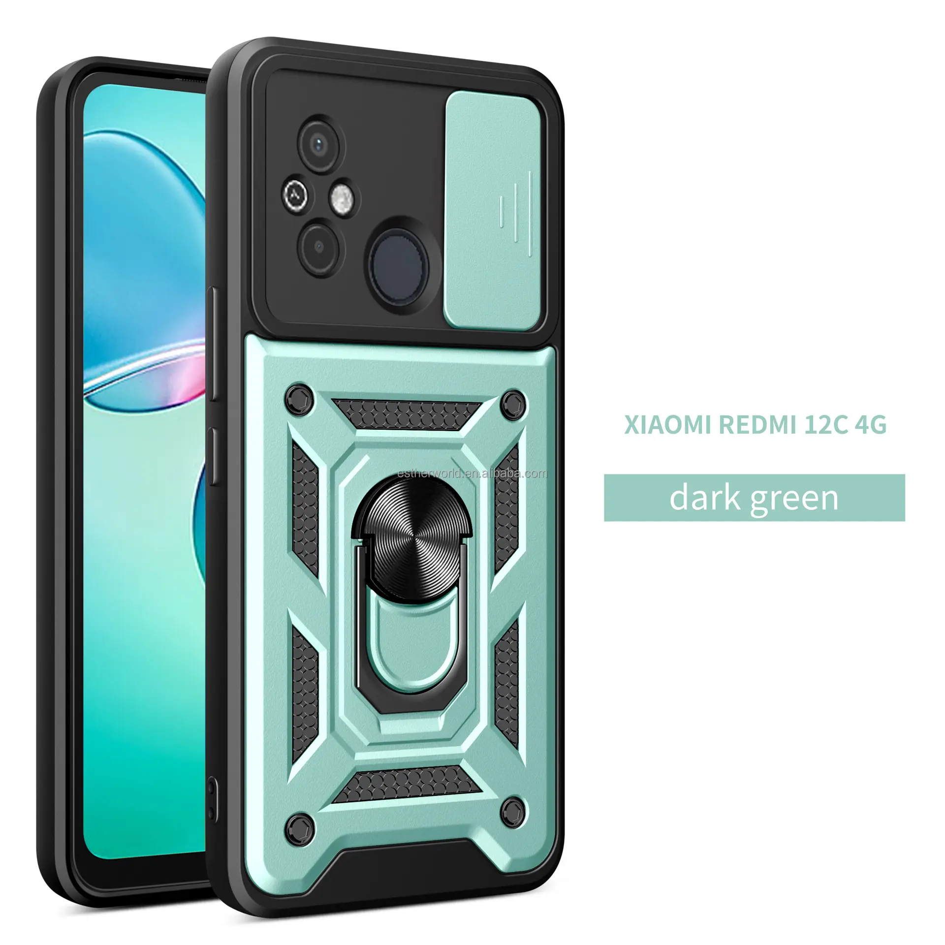TPU Kickstand Mobiele Telefoon Case Met Gedraaide Ring Standaard Mount Magnetische Zuig Slide Camera Cover Voor Xiaomi Redmi