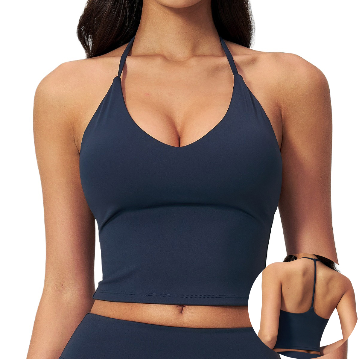 Women's Sports Top with Neck Strap and Chest Pads V-Neck Slimming Yoga Tank Top Yoga Vest