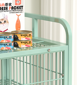 Jaula Metálica Multinivel Verde para Gatos con Ruedas y Espacio de Almacenamiento en la Parte Superior, Villa Interior para Gatos - Product Image 4