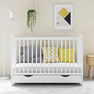 Solid Wood Morden Baby Cribs Kids Furniture <b>Bed</b> With Drawer Height Adjustment Baby Crib <b>Bed</b> Side Customisable 15 Inch Wide - Product Image 2