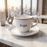 Ensemble cadeau de tasses à café en céramique miniatures de 50 ml, 80 ml et 140 ml avec soucoupes, design personnalisé, tasse à expresso en céramique et soucoupe