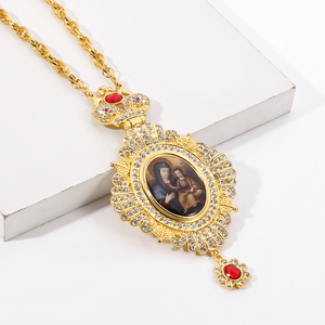 Colgante de la Virgen María, Icono Ortodoxo, Cadena de 120 cm, Utensilios de Iglesia, Decoración Católica de Cristo - Product Image 1