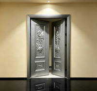 Revêtement de porte en PVC à pressage profond, panneau décoratif 3D gaufré pour entrée de villa ou maison de location, tôle d'acier laminée PVC