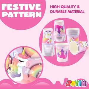 Fournitures de fête d'anniversaire rose licorne DAMAI avec bannière pour filles, ensemble de vaisselle jetable avec assiettes, gobelets, serviettes et couverts pour enfants - Product Image 5