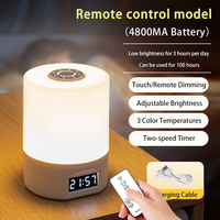 Lampe de Chevet LED Rechargeable USB 1200 mA Télécommandée avec Horloge, Affichage du Niveau de Batterie et Température Trois Couleurs