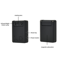 Mini caméra portable 1080P, 180 °   Objectif rotatif avec vision nocturne, batterie 90 minutes, prise en charge de l'enregistrement en mode marche et du mode PC