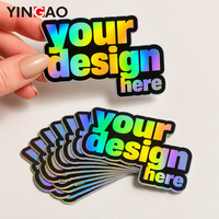 Autocollant découpé sur mesure, lettrage holographique arc-en-ciel, logo textuel, autocollant en vinyle imperméable pour bouteille d'eau, autocollants pour skateboard, logo
