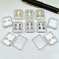 Mini boîte de rangement carrée en plastique pour boucles d'oreilles, avec couvercle transparent blanc, étui à bijoux pour clous d'oreilles, accessoires de piercing au cartilage, emballage