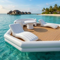 Île flottante gonflable de luxe avec auvent, plateforme aquatique gonflable en PVC pour yacht, bateau, taille personnalisable