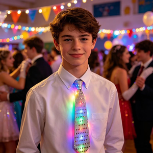 Corbata LED con Lentejuelas Brillantes, Corbata Intermitente para Fiestas de Acción de Gracias, Club, Bar, Accesorio de Actuación, Accesorio Luminoso - Product Image 5