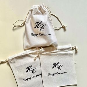 Manufacturers Direct Reusable Beige Color Cotton Dust <b>Pouch</b> Custom Eco Cotton <b>Drawstring</b> <b>Pouch</b> with Logo Printing - Product Image 1