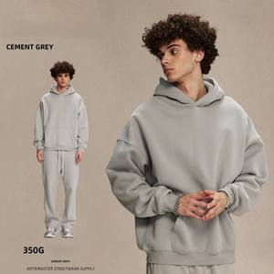 STREETWEAR SUPPLY Sweat-shirt à capuche oversize gris-bleu Paris 350G Coton French Terry Unisexe Streetwear - Product Image 2