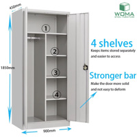 Armoire de rangement en acier moderne, casier métallique robuste pour employés avec tringle de suspension, armoire verrouillable
