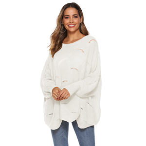 Dames d'usine personnalisé automne lâche évider couleur unie <span class=keywords><strong>pull</strong></span> à manches lanterne <span class=keywords><strong>pull</strong></span> - Product Image 3