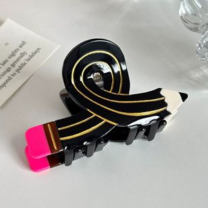 Groothandel Custom Logo School Schattige Acetaat Grote 8Cm Haarklem Vrouwen Leuke Potlood Klauw Clips Voor Meisjes - Product Image 6