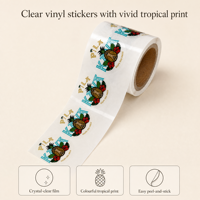 Autocollants en vinyle adhésif transparent brillant et imperméable personnalisables pour l'emballage de fruits, de maïs, le branding, les bouteilles cosmétiques, le papier thermique