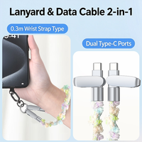 Nouvelle Tendance Mode Cordon Tricoté 60W Type-C vers Type-C, Câble de Données et de Recharge avec Dragonne Porte-clés pour Cou/Bracelet, Vente en Gros