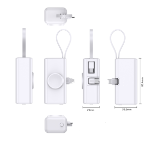 5000Mah <b>Mini</b> Capsule Wireless Power Bank PD 22.5W Fast Charge Watch Mobile Charger 20W Holder ABS PVC Type-C Input Interface - Product Image 3