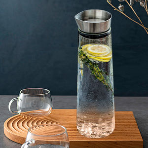 Pichet en verre pour bouteille <span class=keywords><strong>d</strong></span>'<span class=keywords><strong>eau</strong></span> chaude et froide, <span class=keywords><strong>carafe</strong></span> en verre, <span class=keywords><strong>carafe</strong></span> à jus de lait froid, pichet en verre pour thé aux fruits au lait - Product Image 2