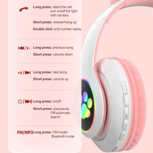 Audífonos <span class=keywords><strong>Inalámbricos</strong></span> con Orejas de Gato y Micrófono, Audífonos Bluetooth con Bajos Estéreo, <span class=keywords><strong>Cascos</strong></span> para Niñas, Regalo, Audífonos para PC, Teléfono, Gamer - Product Image 4