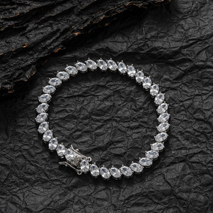 Pulsera de tenis, collar Dai Feng Tanjing de moda Lijing, joyería de mano para pareja con circonita incrustada en cobre de 4 garras, apilable - Product Image 2