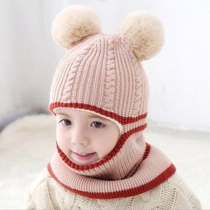 Chapeaux d'hiver pour enfants Oreilles Filles Garçons Enfants Bonnets chauds Ensemble écharpe <span class=keywords><strong>Bonnet</strong></span> bébé Enfant <span class=keywords><strong>Bonnet</strong></span> tricoté mignon pour fille garçon - Product Image 2