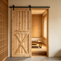 Porte coulissante intérieure en pin massif de style campagnard, nouvelle porte coulissante chinoise sans revêtement chimique