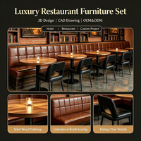 Meubles de restaurant de luxe modernes Ron Group, chaise rembourrée, table ronde en bois massif, banquette en cuir en forme de L pour usage commercial