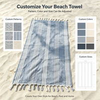 Wholesale Custom 100% Cotton Quick-drying Eco-Friendly Sand Free Multi-functional Striped Turkish Beach Bath Towels with Fringes