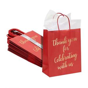 Recycled Brown Paper <b>Bags</b> <b>Thank</b> <b>You</b> Shopping <b>Gift</b> Big Kraft <b>Bag</b> Custom With Handles and Logo - Product Image 6