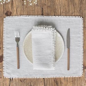 Lace Trim Cotton <b>Linen</b> <b>Cloth</b> Napkin for Hotel Pure <b>Linen</b> Placemat for Hotel Organic Embroidered <b>Linen</b> Cotton Wedding Napkins - Product Image 1