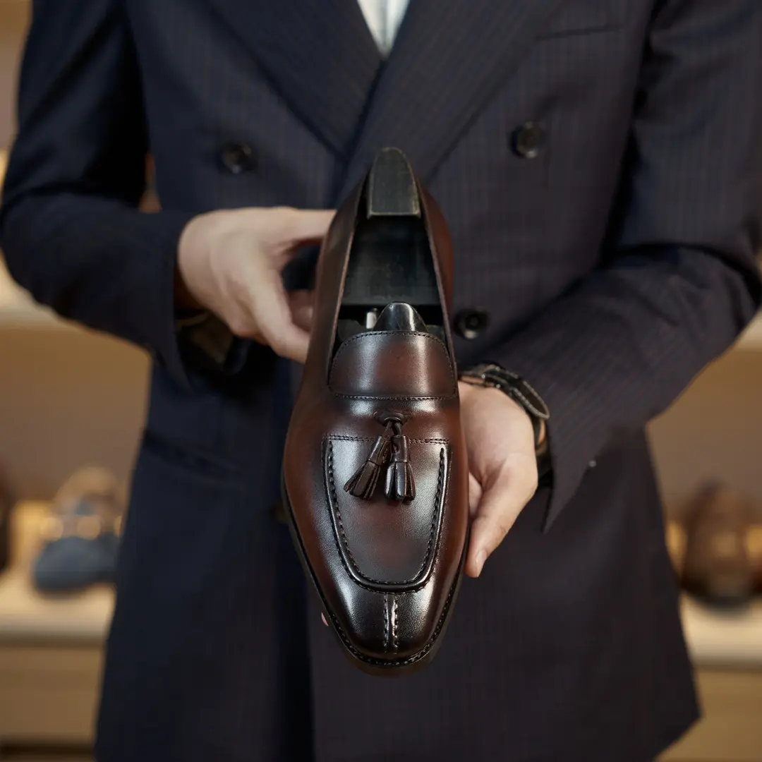 38-48 대형 하이 퀄리티 사각 발가락 슬립 에 정품 가죽 로퍼 남성 캐주얼 신발 일상 생활 암소 편안한 내구성