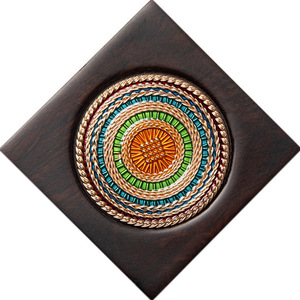Sous-verre carré en bois d'ébène de 7,5 cm, isolant thermique, motif incrusté, en bois massif pour service à thé - Product Image 5