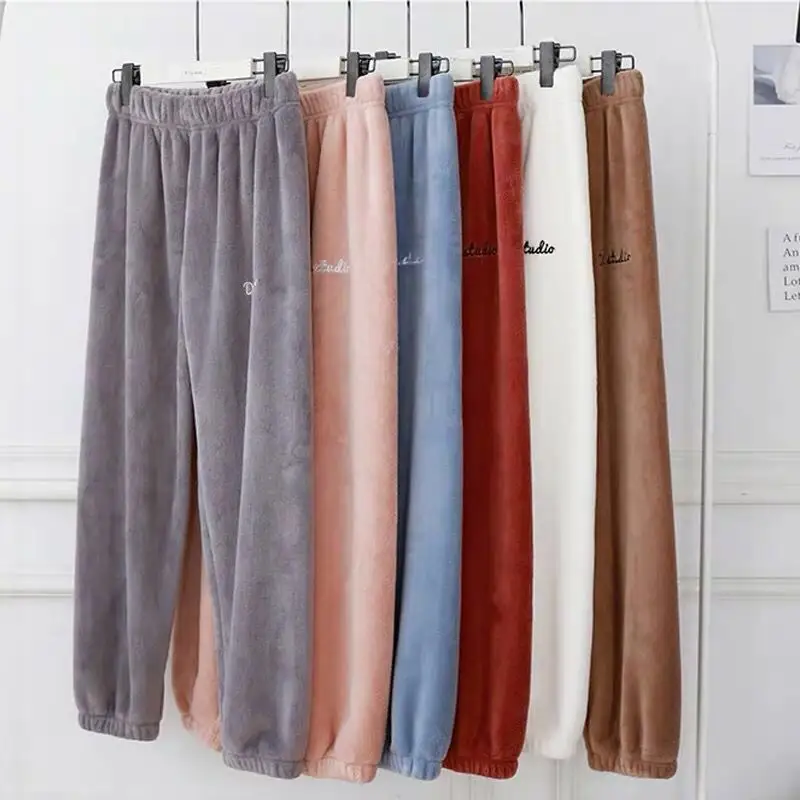 Quần Ngủ Nhung Lông Cừu Flannel 100% Polyester Mềm Mại Thoải Mái Cho Nữ