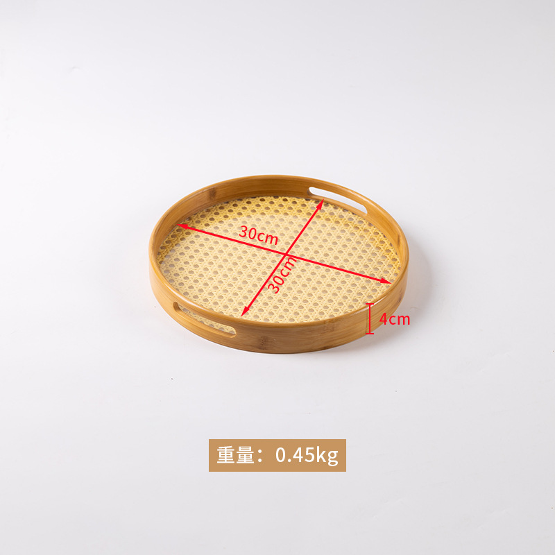 Round handbag with woven rattan base 30*30*4