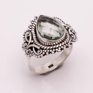 แหวนพลอยเงินสเตอร์ลิง925คลาสสิกสำหรับผู้หญิงอเมทิสต์ธรรมชาติทำด้วยมือเครื่องประดับเงินชั้นดีโบราณสำหรับงานแต่งงาน - Product Image 2